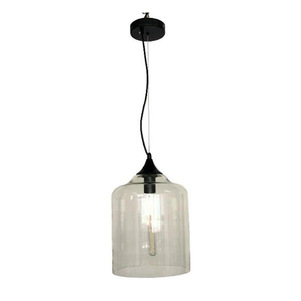 Clear Glass Pendant Lights with a Black Base