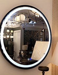 600mm round bluetooth mirror with black frame