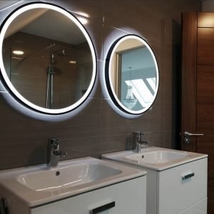 600mm Round Bluetooth Bathroom Mirror In Black