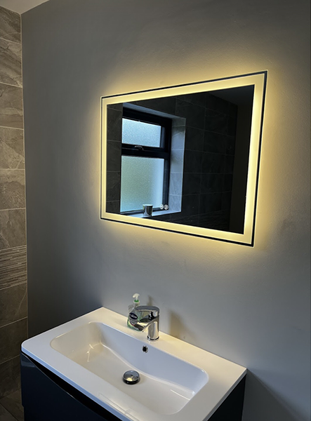 landscape bluetooth led mirror with warm white colour temperature