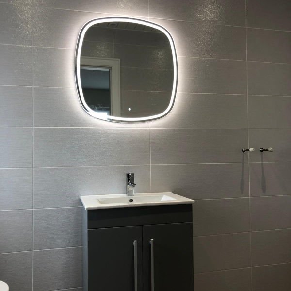 Bathroom sink with a 700mm LED bathroom Mirror above it