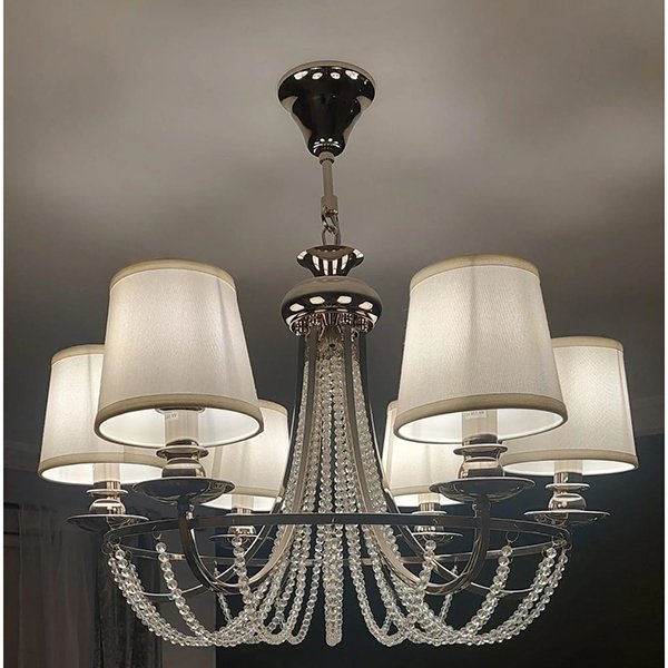crystal beaded chandelier in bedroom