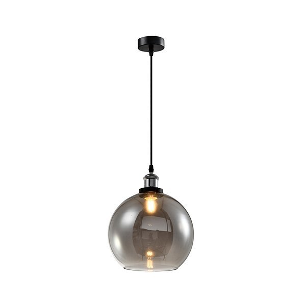 smoke-grey-modern-glass-dome-pendant-chrome-lighting-holder