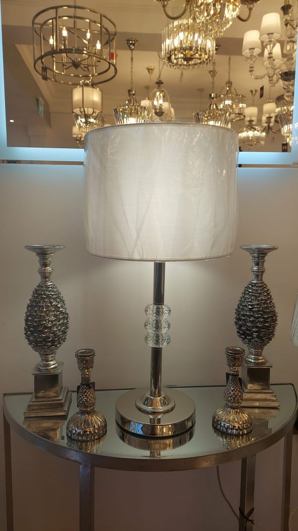 Shaded Table Lamp for reading or decoration with crystal orb features