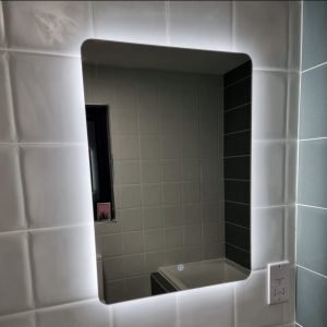 LED bathroom mirror with demisters