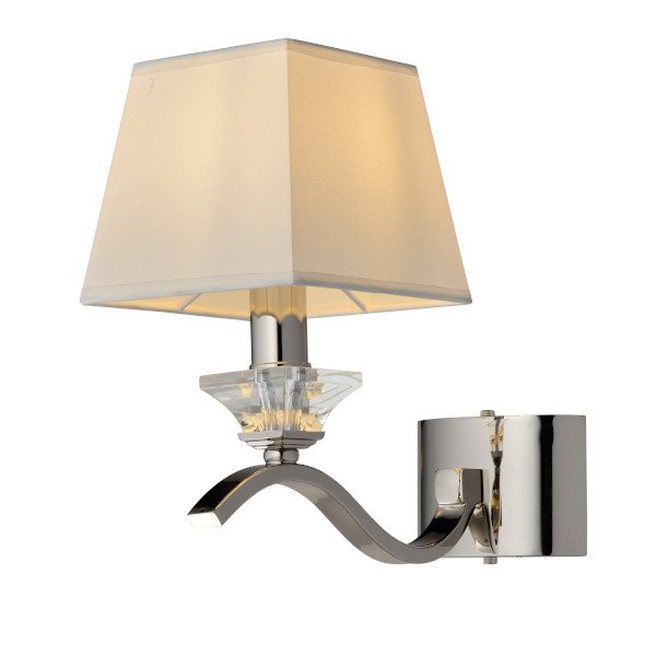 Modern Wall Light with Crystal Decorative elements and traditional shade