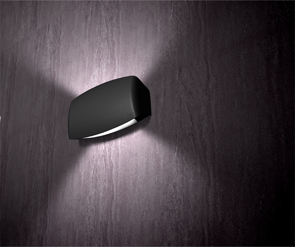 190mm black up down outdoor wall light