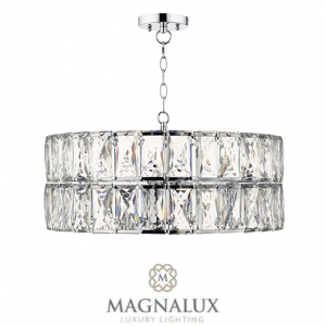 beautiful 5 light crystal chandelier with chrome frame