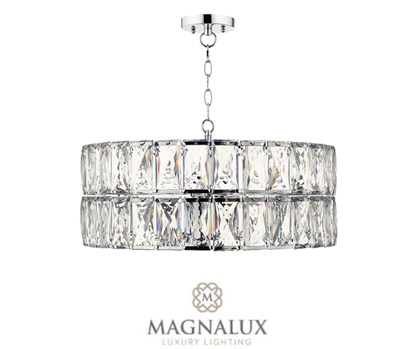 beautiful 5 light crystal chandelier with chrome frame