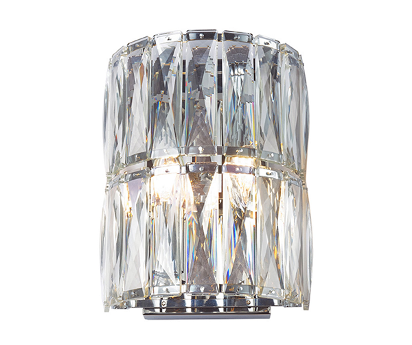 Aurora 2 Light Crystal Wall Light in Polished Chrome