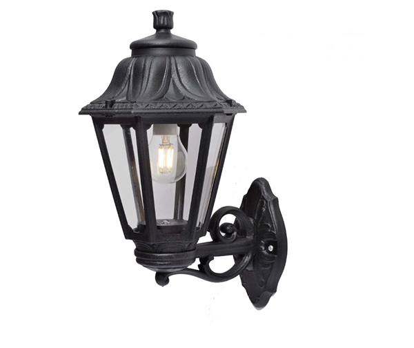 black lantern style outdoor wall light