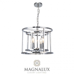4 light pendant in a polished chrome cage design