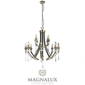 12 light satin brass chandelier