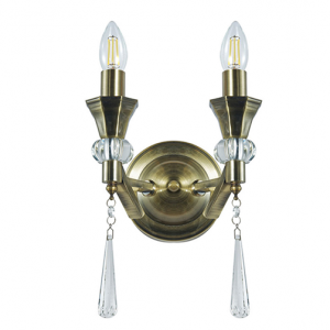 Sophia 2 light wall Light with an Antique Brass Finish