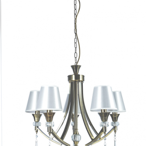 5 Light Shaded Chandelier with Satin Brass Finish
