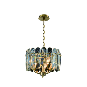 4 light golden chandelier with crystal oval shades