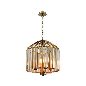 4 light crystal chandelier in antique brass frame