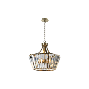 Crystal drum shaped chandelier with bronze holder and chain