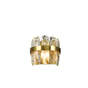 Crystal wall light with gold ring trim