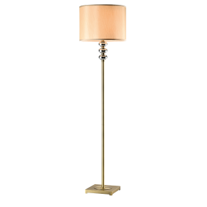 Floor Lamp with decorative crystal orbs and fabric round shade