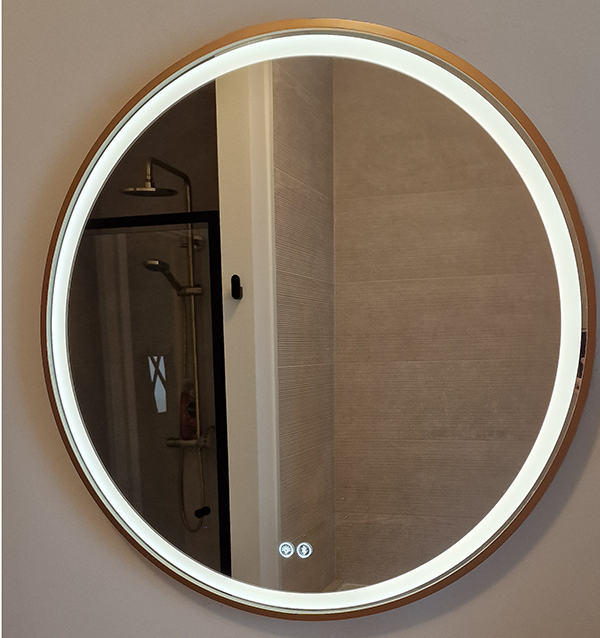Golden Framed 700mm Round LED Bathroom Mirror